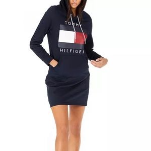 Tommy Hilfiger Womens Flag Hoodie Sweatshirt Dress Size Large